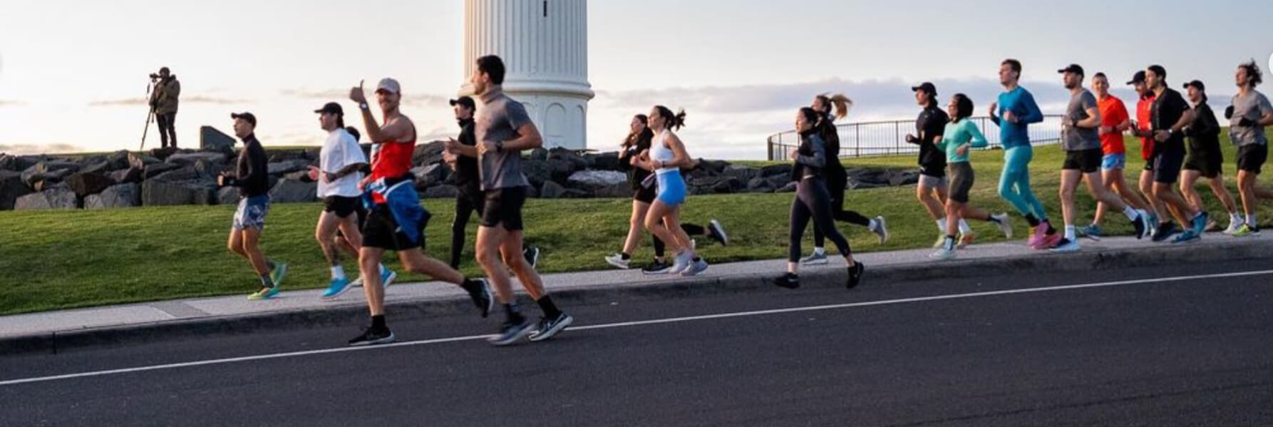Never Lazy Run Club group photo